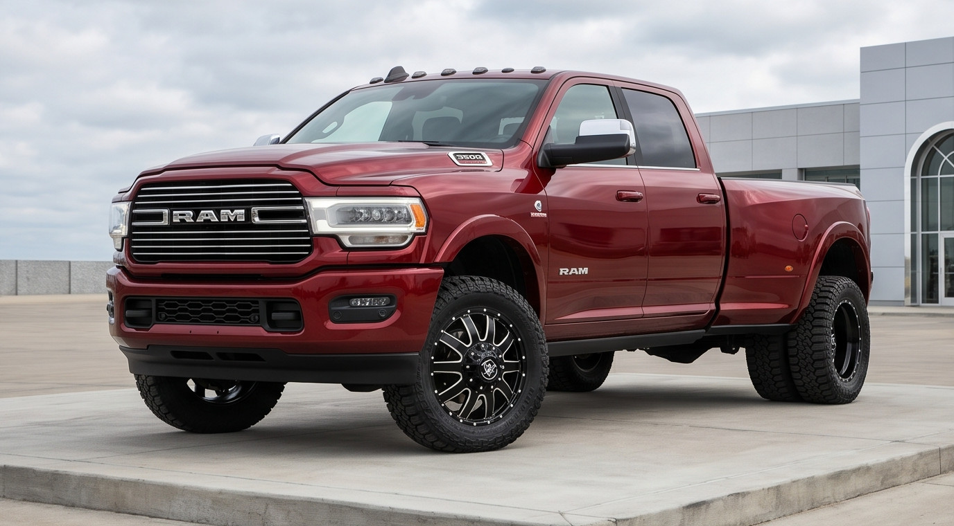 2019 Dodge RAM 3500 Dually rear wheel with New Dodge RAM Dually wheel spacers installed