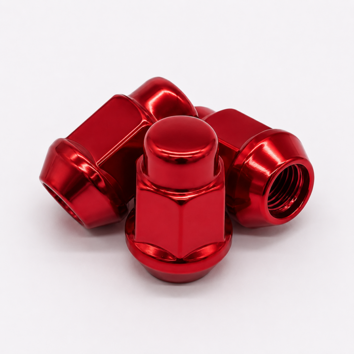 1/2" 2 Piece Short Lug Nuts <br> Acorn (60°) - Red