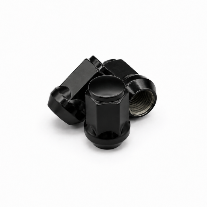 12x1.5, Short -Flat Top Lug Nuts - Black <br> Acorn Seat (60°)