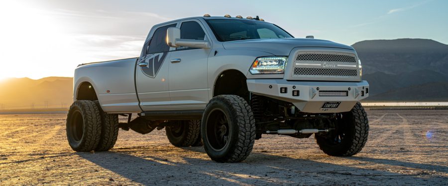 Dodge Dually with 3.5" wheel spacers.