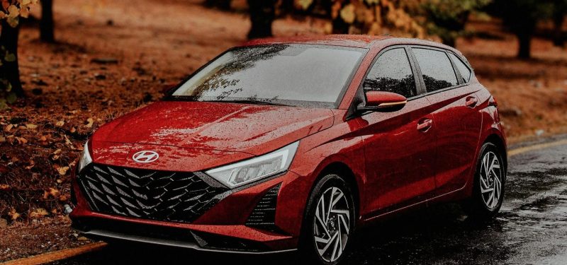 A red car hyundai to advertise wheel spacers / adapters